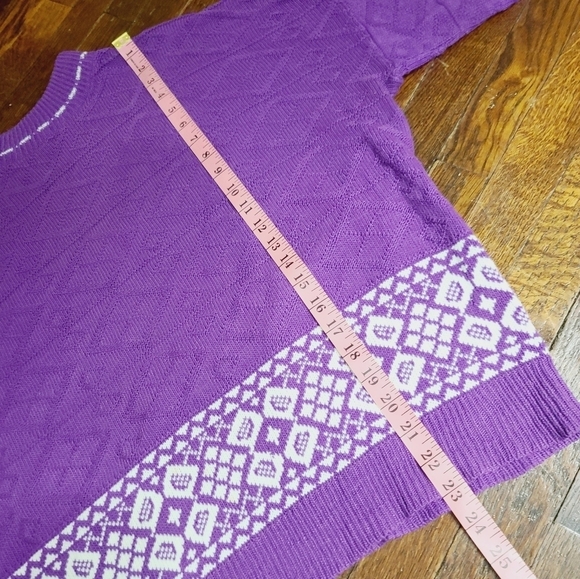 Vintage 80s Purple Mock Neck Oversized Cozy Sweater - Picture 7 of 11